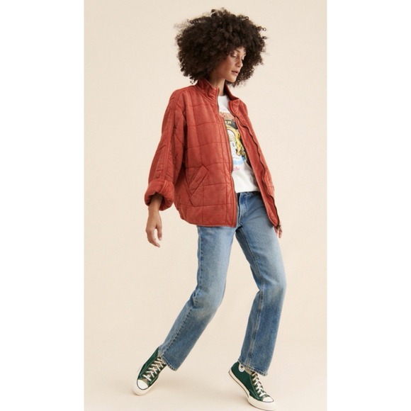 Free People Women's Dolman Quilted Knit Jacket Terra Cotta Size Large NWOT - Picture 4 of 7